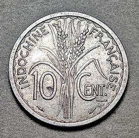 1945 Indocina Francese 10 Centesimi Ø23mm Allumin.