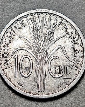 1945 Indocina Francese 10 Centesimi Ø23mm Allumin.