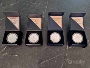 Lotto 4 Monete Dollaro Argento American Eagle