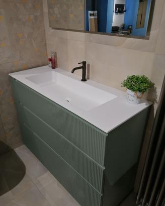 Mobile bagno 3 cassetti 120x46 cannettato verde