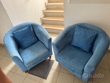 2 X poltrone Made in Italy in alcantara blu