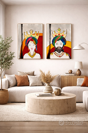 Quadro dipinto Re e Regina