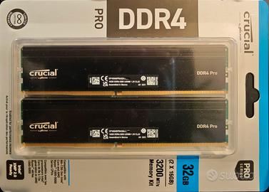 RAM  DDR4 Crucial Pro32GB (2x16GB) 3200MHz - NUOVE