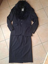 Tailleur blu gessato Moschino Couture