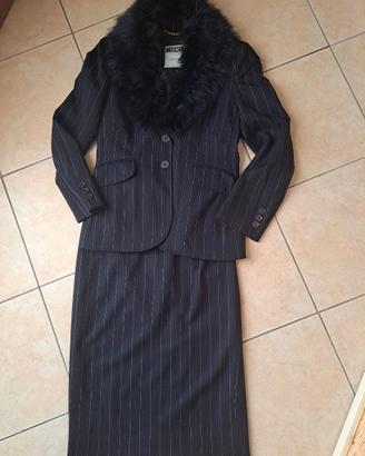 Tailleur blu gessato Moschino Couture