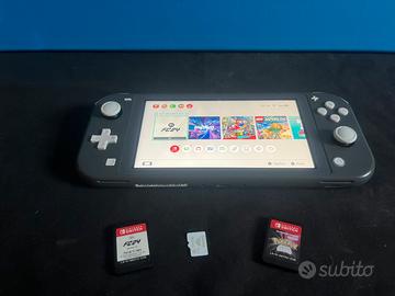 Nintendo switch nera con 2 giochi e scheds sd.