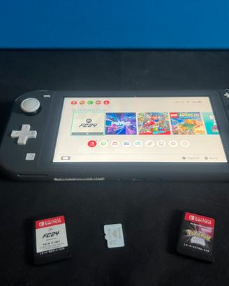 Nintendo switch nera con 2 giochi e scheds sd.