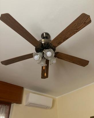 ventilatore a soffitto e lampadario incorporato