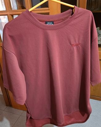 Maglietta oversize bordeaux RUSK manica 3/4