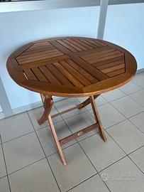 Tavolo pieghevole in legno Teak casa giardino 80cm