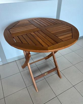 Tavolo pieghevole in legno Teak casa giardino 80cm