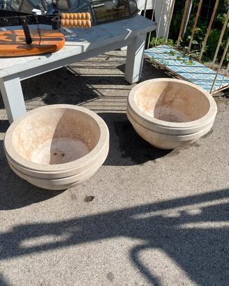 coppia vasi in marmo travertino diametro 45 cm