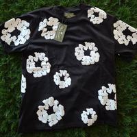 Denim Tears T-Shirt Nera con Fiori Bianchi |unisex