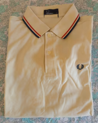 Polo Fred Perry uomo S giallo panna cotone piqué 