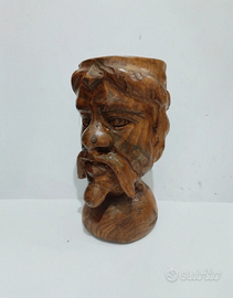 Testa di Moro in legno massello (h 17 cm). Scultur
