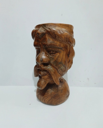 Testa di Moro in legno massello (h 17 cm). Scultur