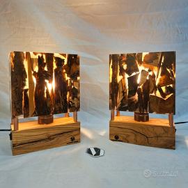 abat jour legno e resina