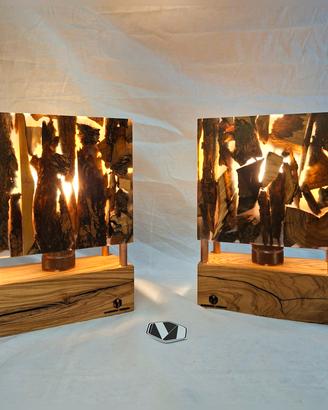 abat jour legno e resina