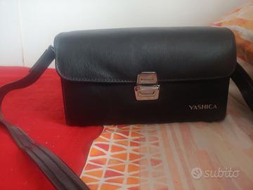 BORSA YASHICA VINTAGE IN PELLE + FLASH VINTAGE