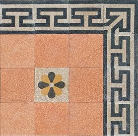 Tappeto in graniglia d'epoca, marmette decorate