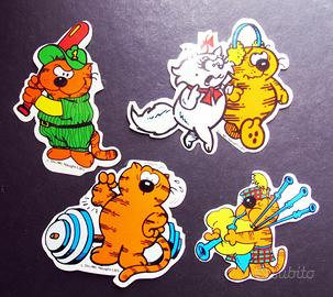 4 Adesivi Gatto Isidoro stickers anni 80