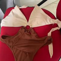 tankini doppio colore panna marrone taglia M