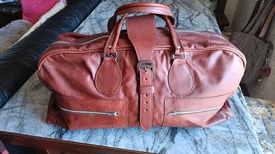 borsone  nuovo da viaggio in pelle marrone 