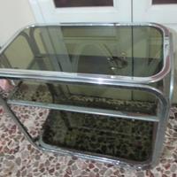 Carrello porta tv anni 70 in metallo e vetro