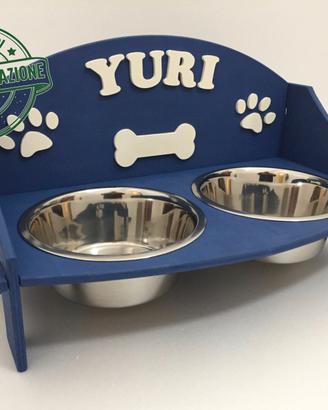 Supporto Ciotole Personalizzato con 2 ciotole