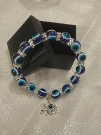 Bracciale blu  con elefantino porta fortuna
