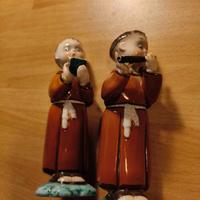 Coppia statuette frati ceramica vintage