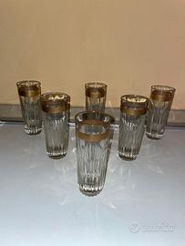 6 BICCHIERI TUMBLER INCISI CON FASCIA ORO VINTAGE