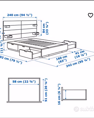Letto ikea matrimoniale nordli colore nero