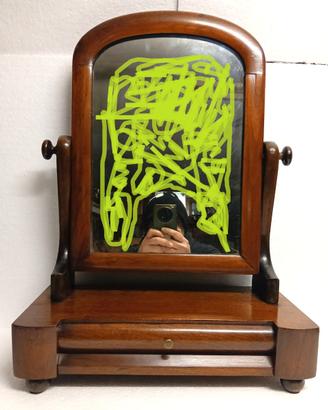 ART DECO psiche specchio legno impiallacciato 1930