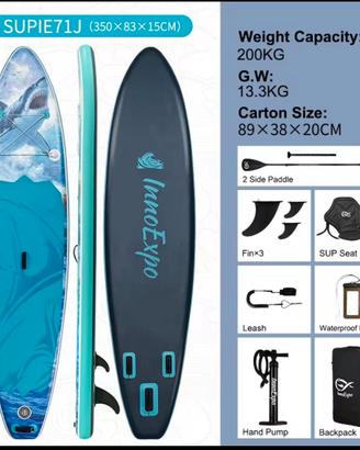 Paddle Sup 350cm. 200kg+ Sedile Tavola gonfiabile 