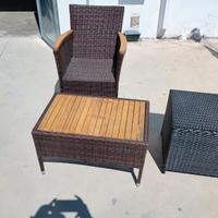 Set Arredo da Esterno in Rattan – 3 Pezzi