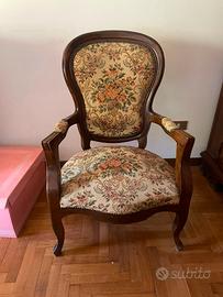 Poltrona antica a medaglione stile Luigi Filippo