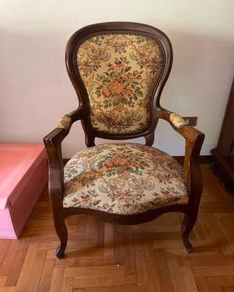 Poltrona antica a medaglione stile Luigi Filippo