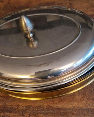 Piatto scaldavivande placcato in argento
