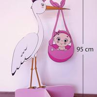 Cicogna Nascita Rosa Femmina