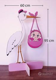 Cicogna Nascita Rosa Femmina