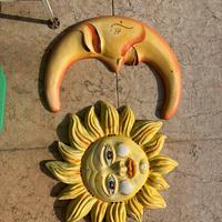 Decorazione sole e luna in ceramica