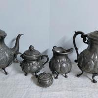 Pregiato Servizio da Tè e Caffè in Peltro Vintage