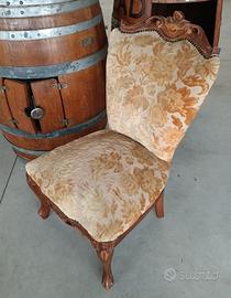 Sedia Antica Barocca Stile Luigi XV in Tessuto