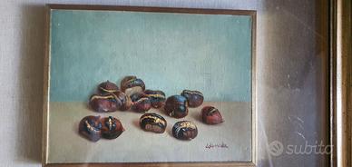natura morta ad olio castagne di Ernesto Doneda