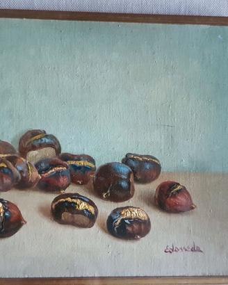natura morta ad olio castagne di Ernesto Doneda