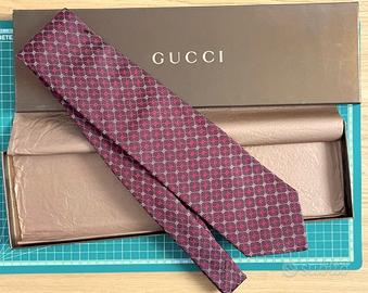 Cravatta Gucci  in Seta - Motivo GG, Borgogna
