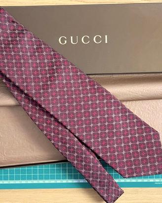 Cravatta Gucci  in Seta - Motivo GG, Borgogna