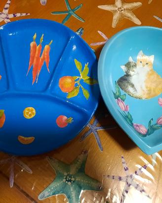 Piatti per Sottaceti Portaoggetti in decoupage