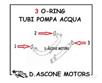 3 GUARNIZIONI TUBI POMPA ACQUA ORIGINALI TMAX 500 